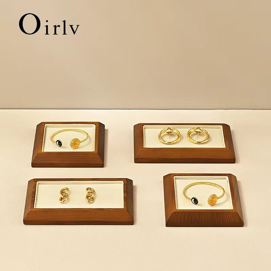 Cream White Rectangle Wood Jewelry Tray for Showcase Display SM090