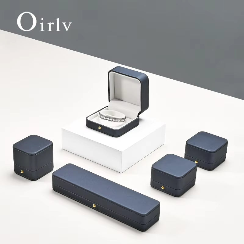 Steel Blue PU Leather Bracelet Chain Box H069