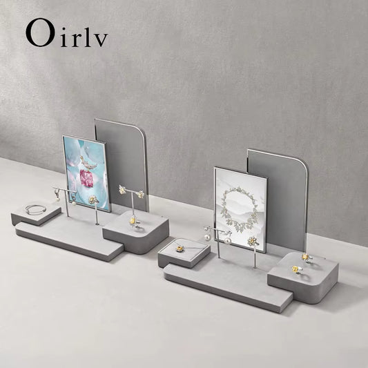 Oirlv Gray Jewelry Display Props Ring Earring Jewelry Display Stand:TT445