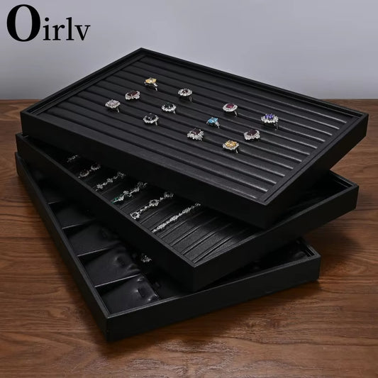Oirlv Jewelry Organizer Leather Jewelry Storage Tray Display