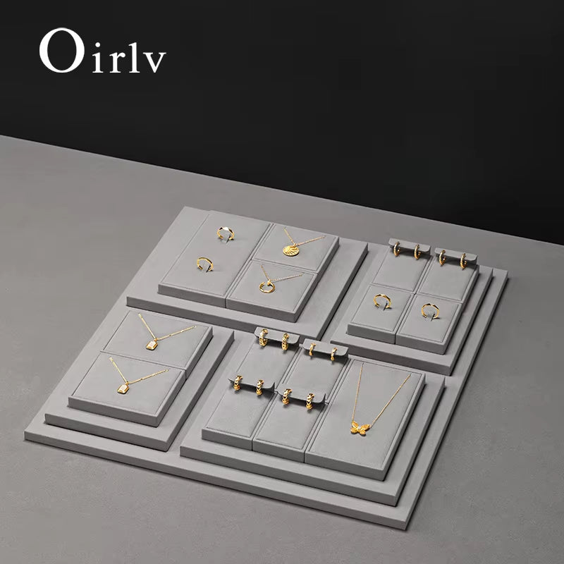 Oirlv Microfiber Jewelry Display Props Gray Jewelry Organizer Stand:TT512