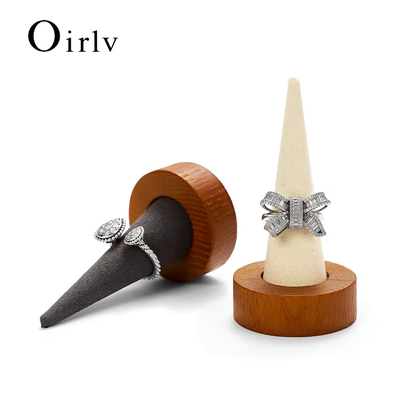 Oirlv Wooden Ring Holder Cone-shaped Ring Display Stand :SM228