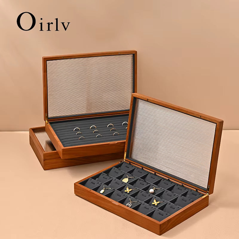 Oirlv Wooden Jewelry Box Organizer Ring Necklace Earring Bracelet Box: X071
