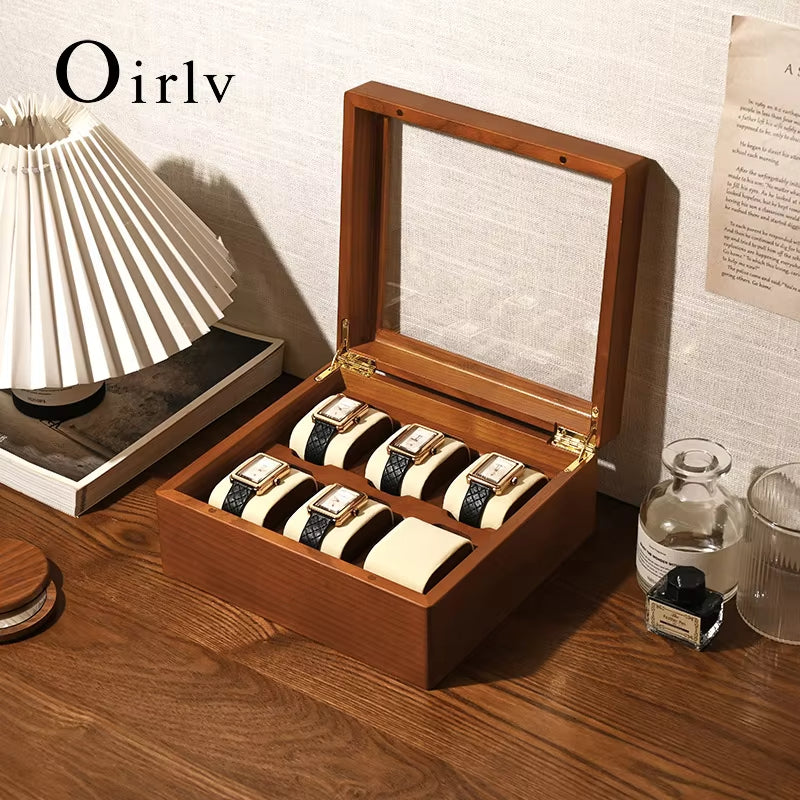 Wooden Jewelry Box Watch Organizer Case Wristwatch Display Box X048