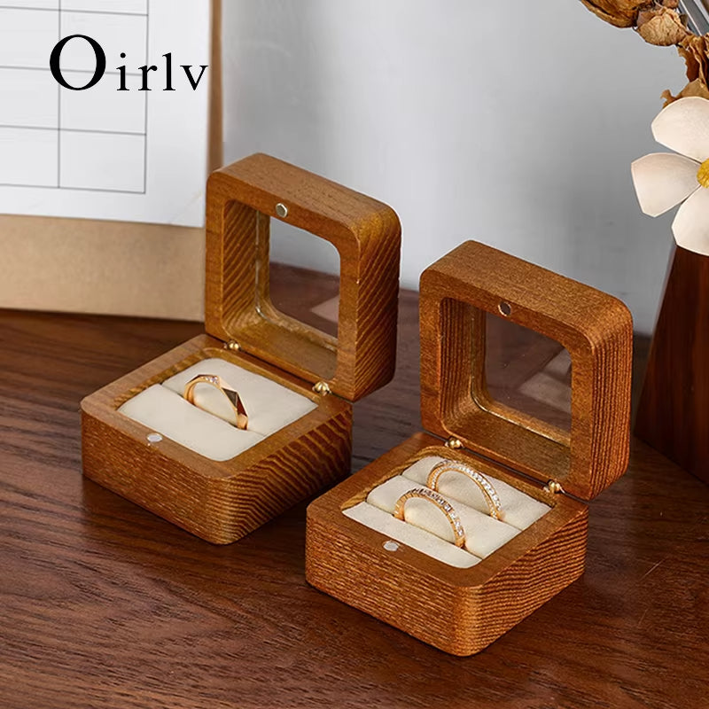 Oirlv Wooden Engagement Ring Box For Proposal Wood Ring Box