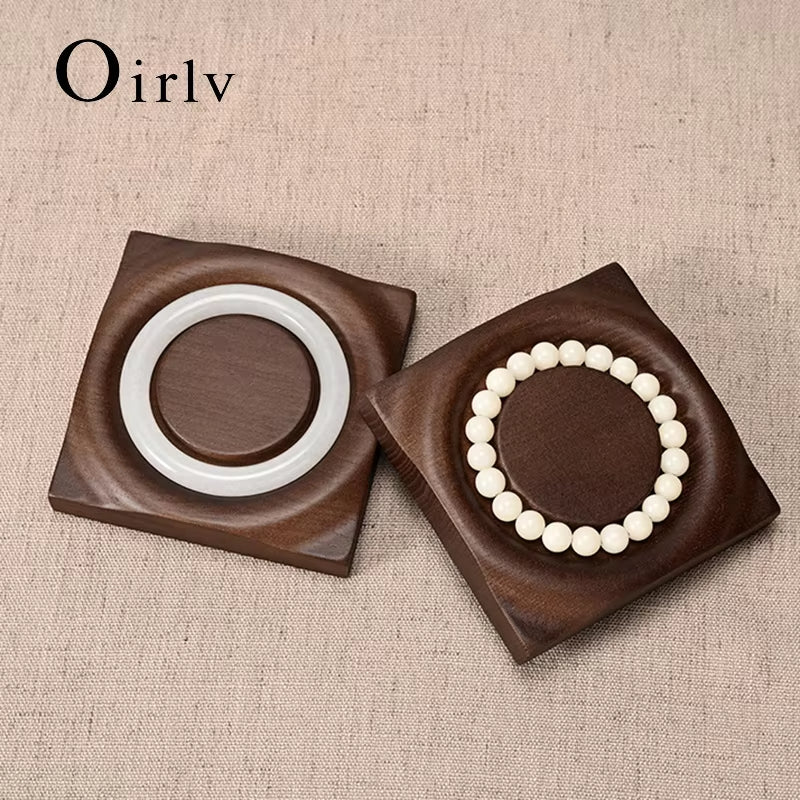 Oirlv Solid Wood Bracelet Display Tray Walnut Wood Color Bracelet Tray:SM242