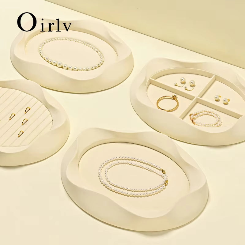 Oirlv Microfiber Jewelry Tray Pearl Necklace Ring Earring Bracelet Display:P220