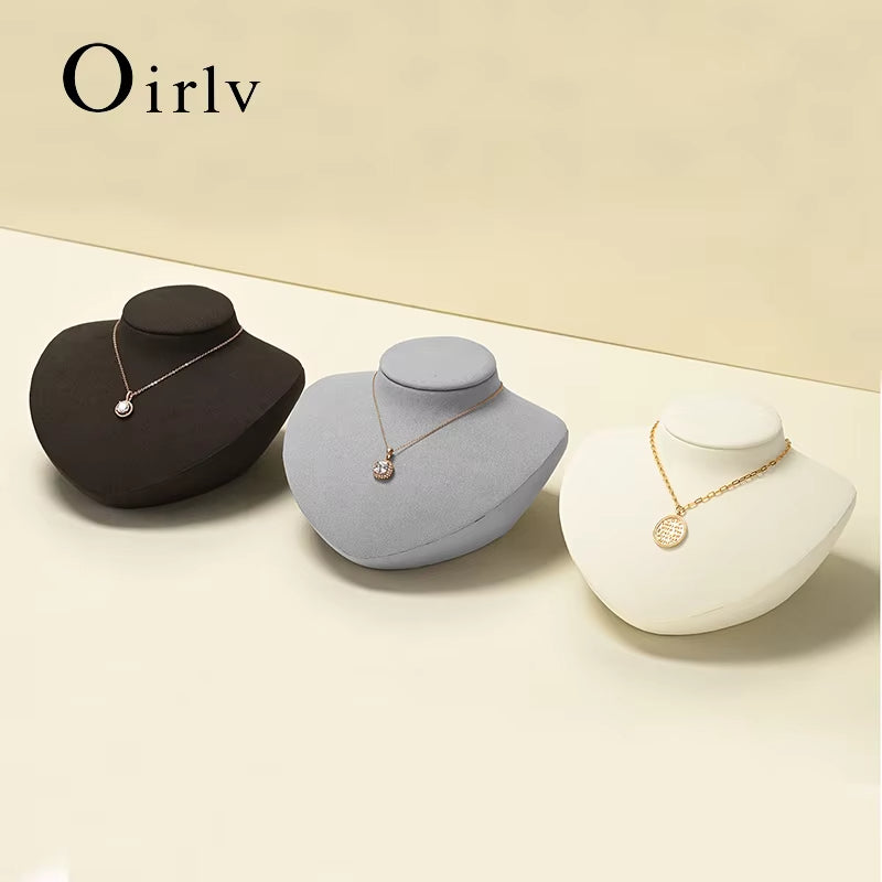 Oirlv Premium Necklace Display Rack Microfiber Portrait Necklace Bust Jewelry Bust