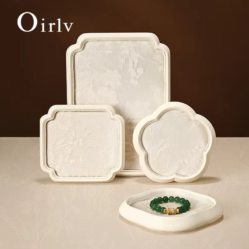 Oirlv Chinese Style Jewelry Tray Jewelry Display Plate Gold Silver Jade Bracelet Jewelry Display