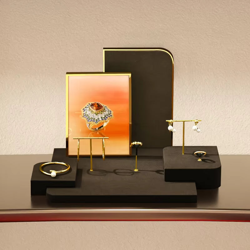 Oirlv Brown Jewelry Display Prop Shop Ring Earring Stand：TT444