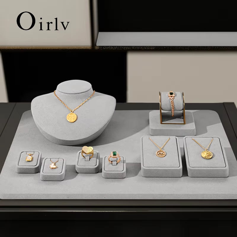 High end Gray Microfiber jewellery display set:TT308