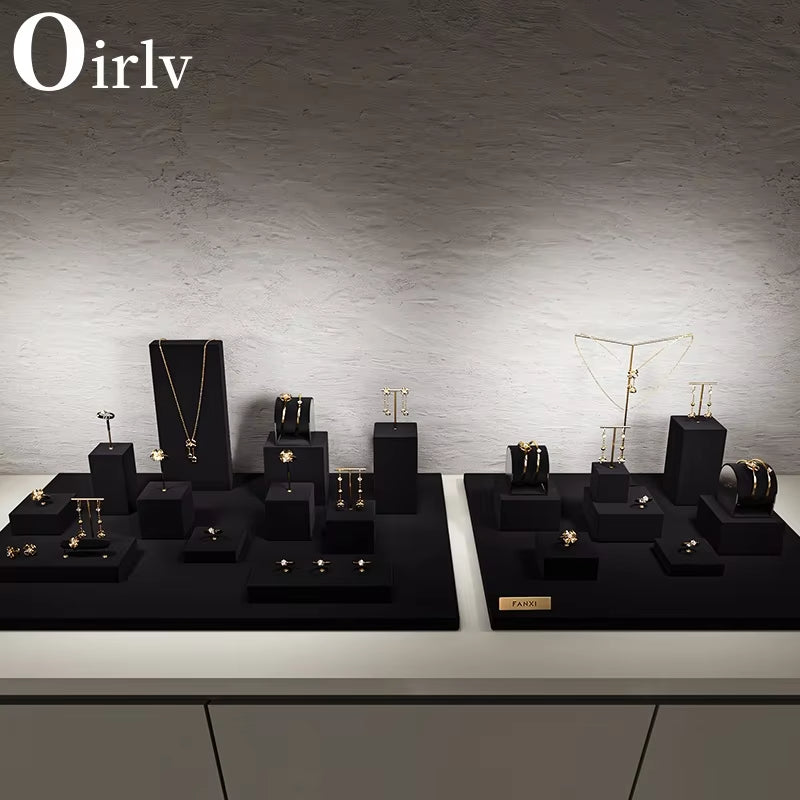 High end Black Microfiber jewelry display stand set:TT365