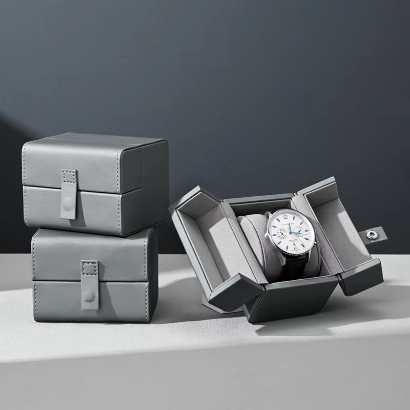 Oirlv PU Leather Watch Box Single Watch Organizer Watch Display Box:H194