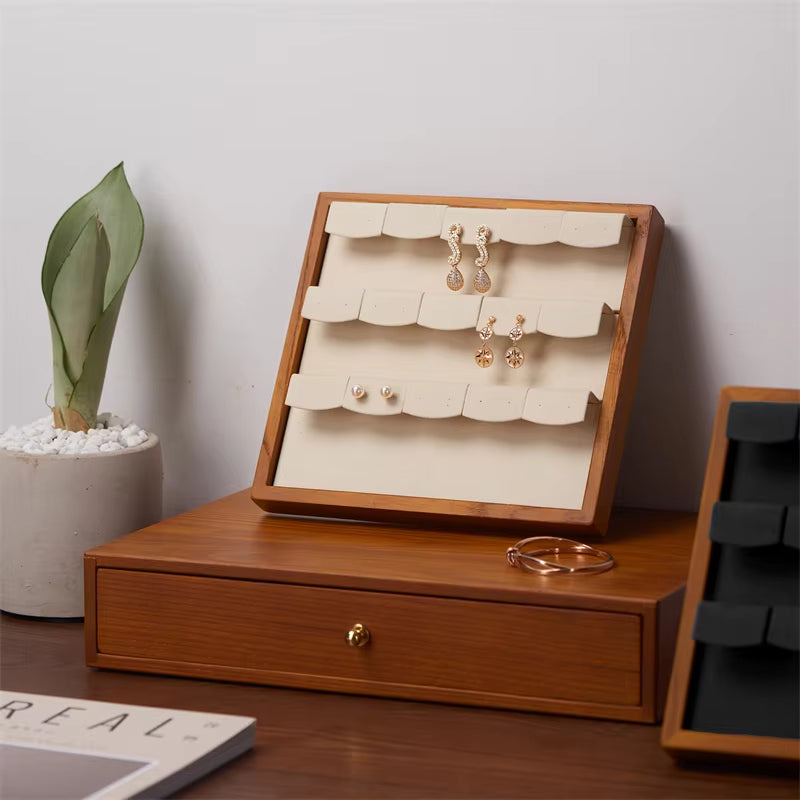 15-Slot Wooden Earring Jewelry Display Stand SM033