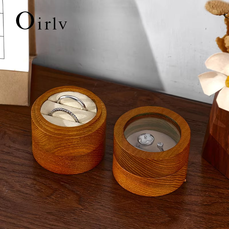 Oirlv Vintage Wood Ring Jewelry Box Single/Double Ring Styles Jewelry Organizer Box :SM229