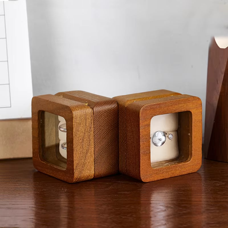 Oirlv Wooden Engagement Ring Box For Proposal Wood Ring Box