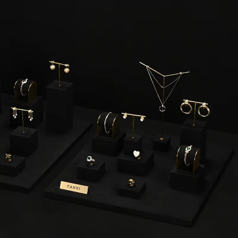 High end Black Microfiber jewelry display stand set:TT365