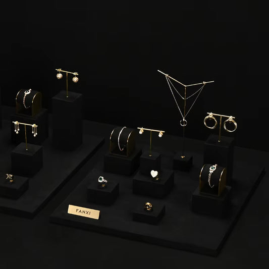 High end Black Microfiber jewelry display stand set:TT365