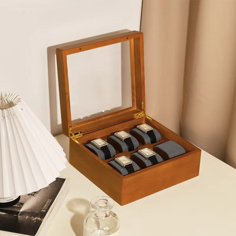 Wooden Jewelry Box Watch Organizer Case Wristwatch Display Box X048