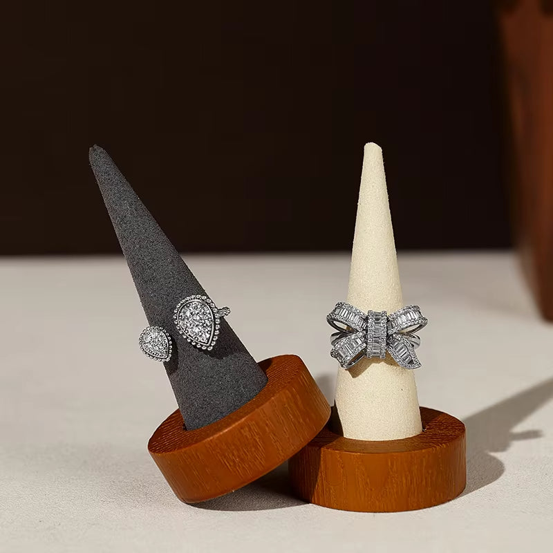 Oirlv Wooden Ring Holder Cone-shaped Ring Display Stand :SM228
