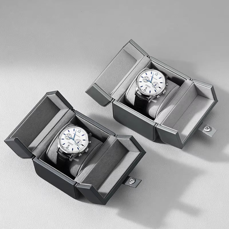 Oirlv PU Leather Watch Box Single Watch Organizer Watch Display Box:H194