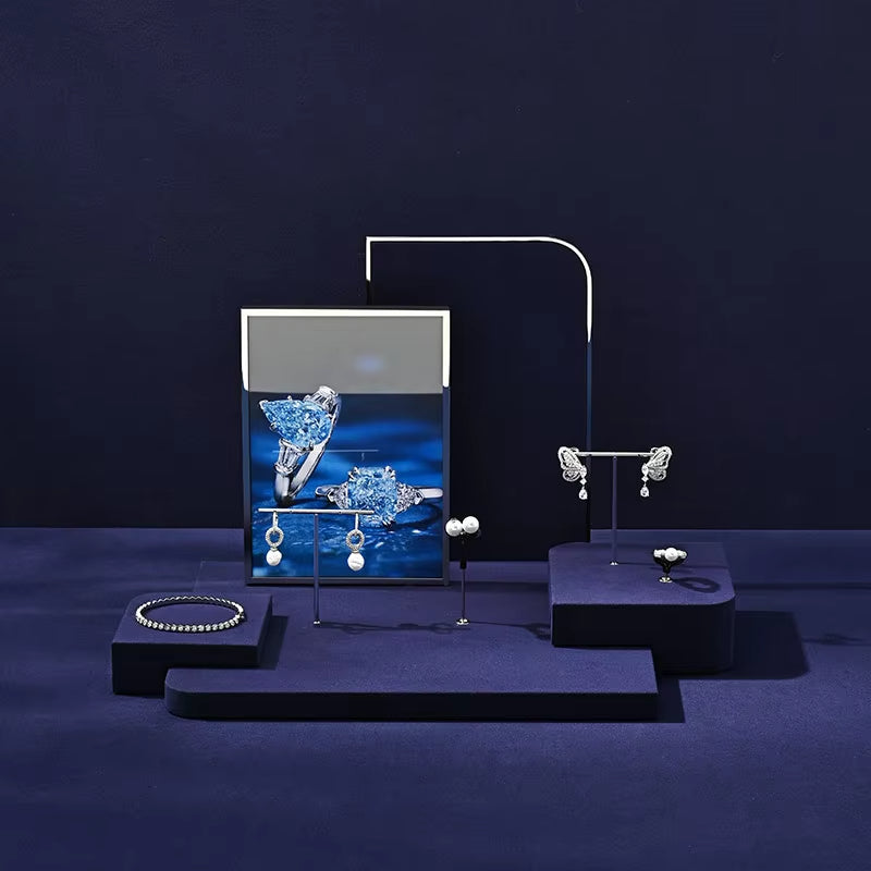 Oirlv Blue Jewelry Display Stand Ring Earring Stand Bracelet Jewelry Display ：TT443