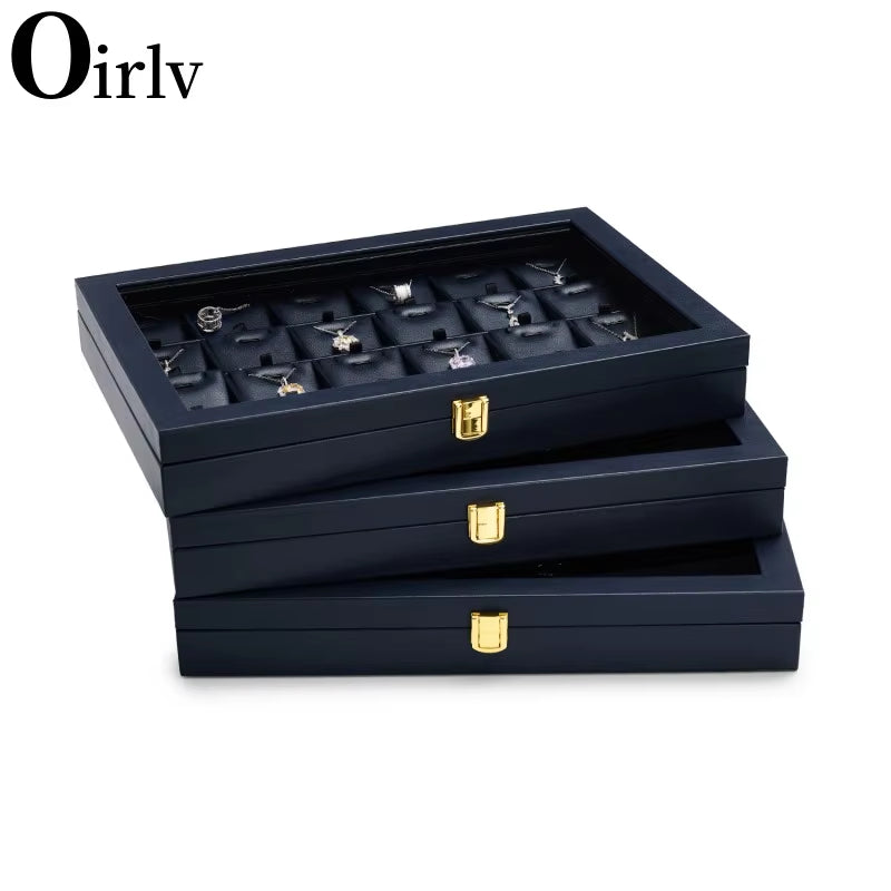Blue Leather Jewelry Display Case X056