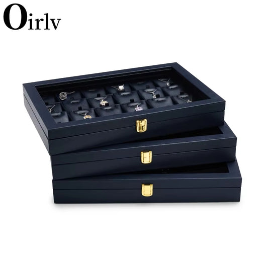 Blue Leather Jewelry Display Case X056