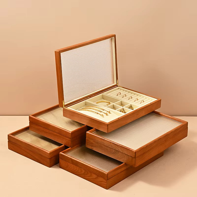 Oirlv Wooden Jewelry Box Organizer Ring Necklace Earring Bracelet Box: X071