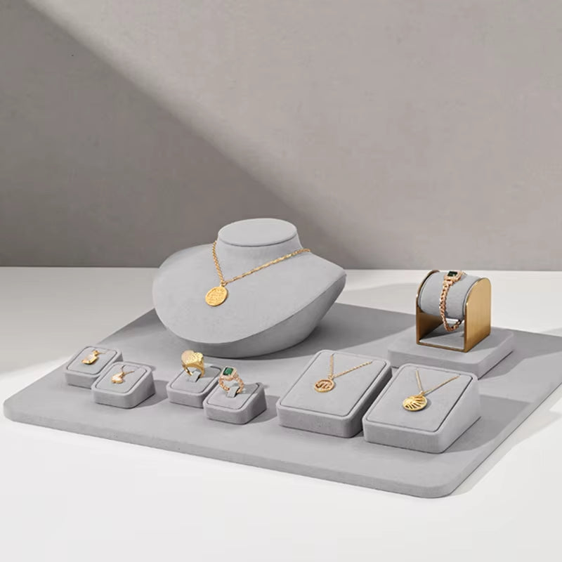 High end Gray Microfiber jewellery display set:TT308