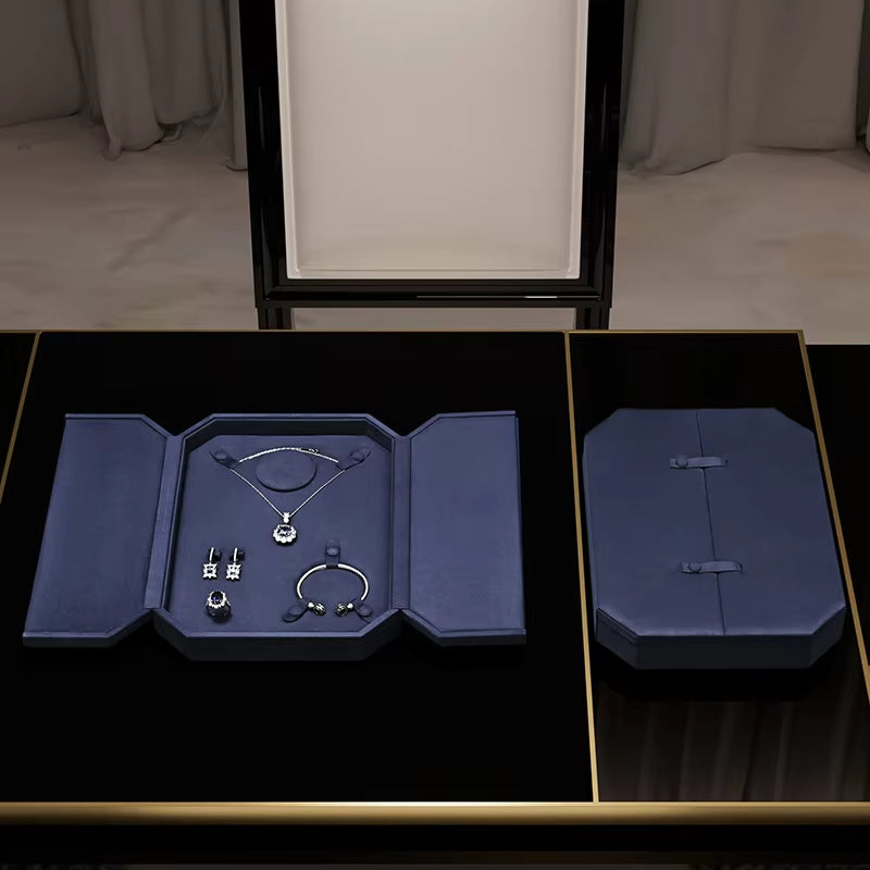 Oirlv Octagonal Jewelry Box Velvet Ring Necklace Earrings Bracelet Storage Box:H186