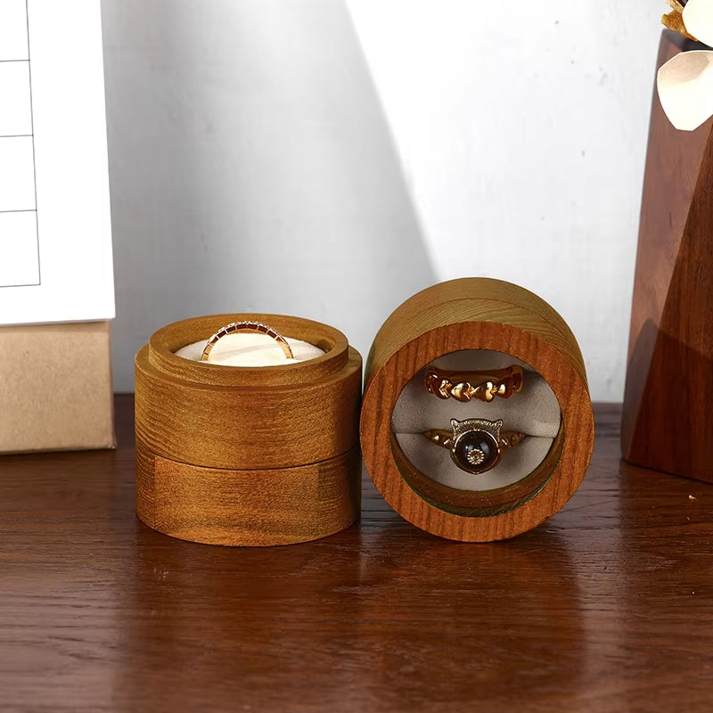 Oirlv Vintage Wood Ring Jewelry Box Single/Double Ring Styles Jewelry Organizer Box :SM229