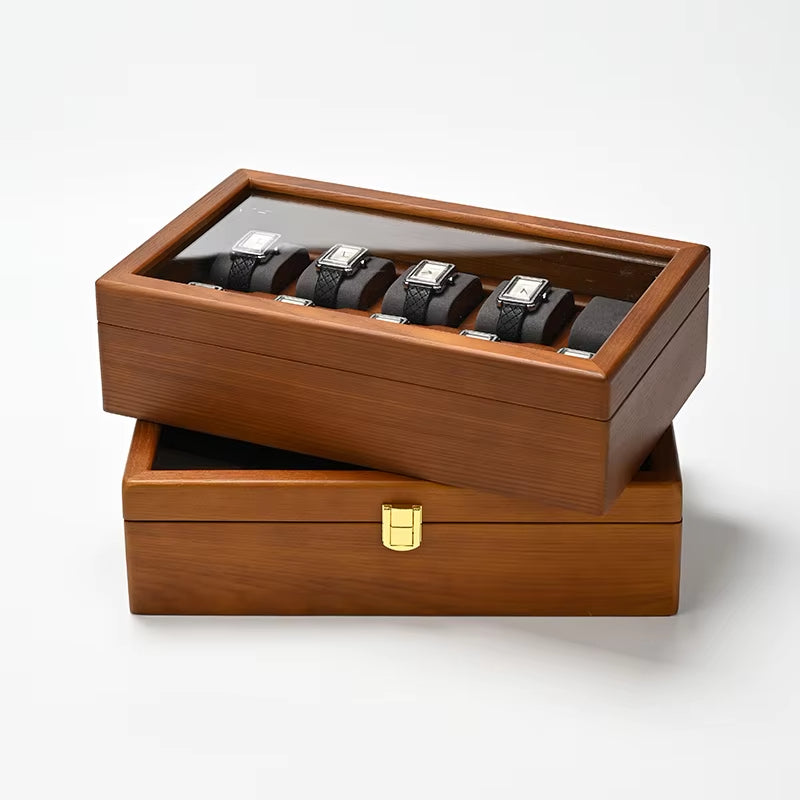Wooden Jewelry Box Watch Organizer Case Wristwatch Display Box X048