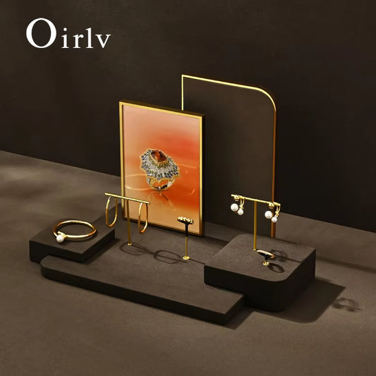 Oirlv Brown Jewelry Display Prop Shop Ring Earring Stand：TT444