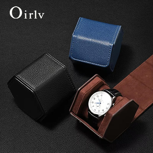 Oirlv Portable Watch Box Leather Watch Organizer Hexagon Watch Storage Box：B018