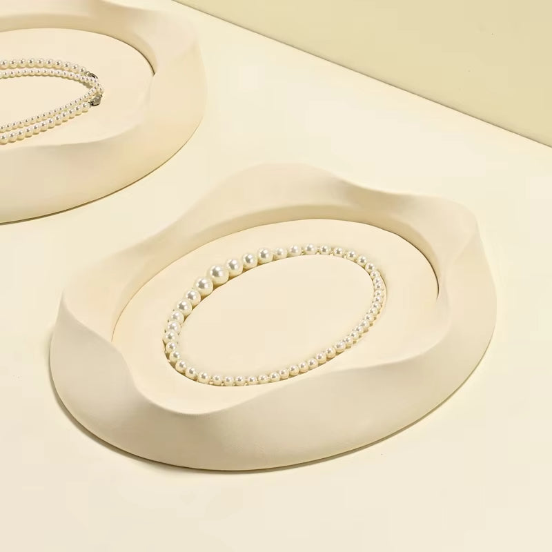 Oirlv Microfiber Jewelry Tray Pearl Necklace Ring Earring Bracelet Display:P220