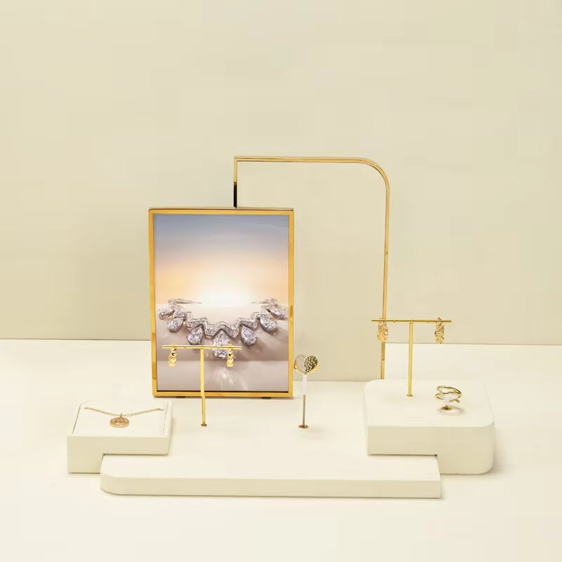 Oirlv Beige Jewelry Display Prop Ring Earring Stand Bracelet Display Tray:TT441