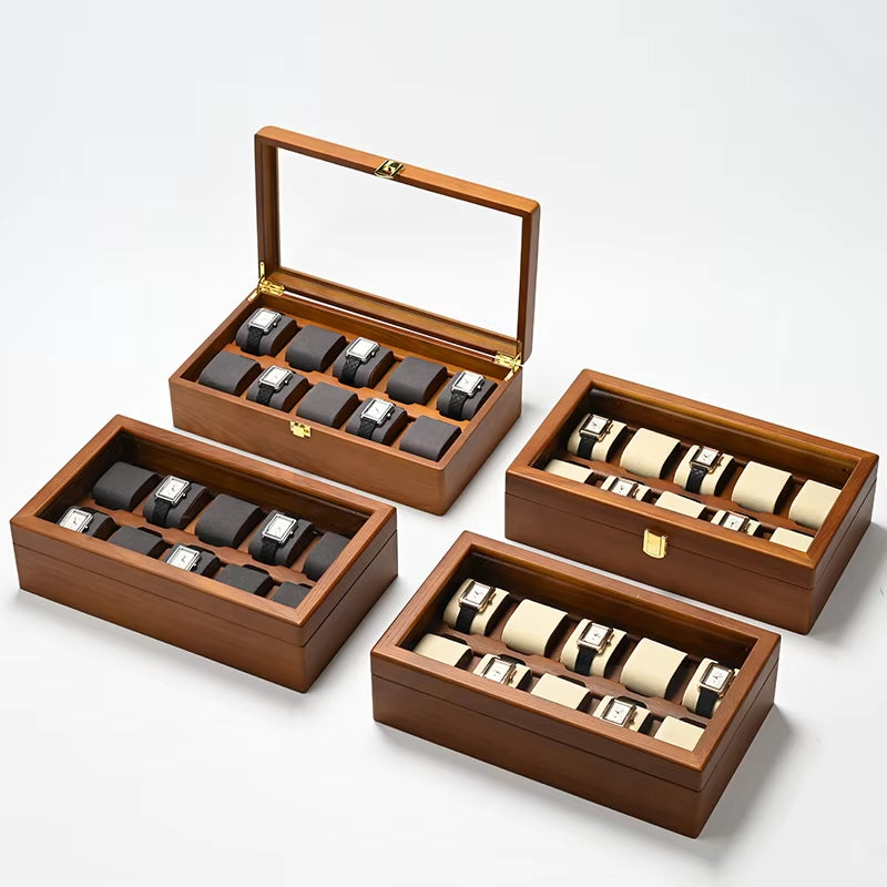 Wooden Jewelry Box Watch Organizer Case Wristwatch Display Box X048