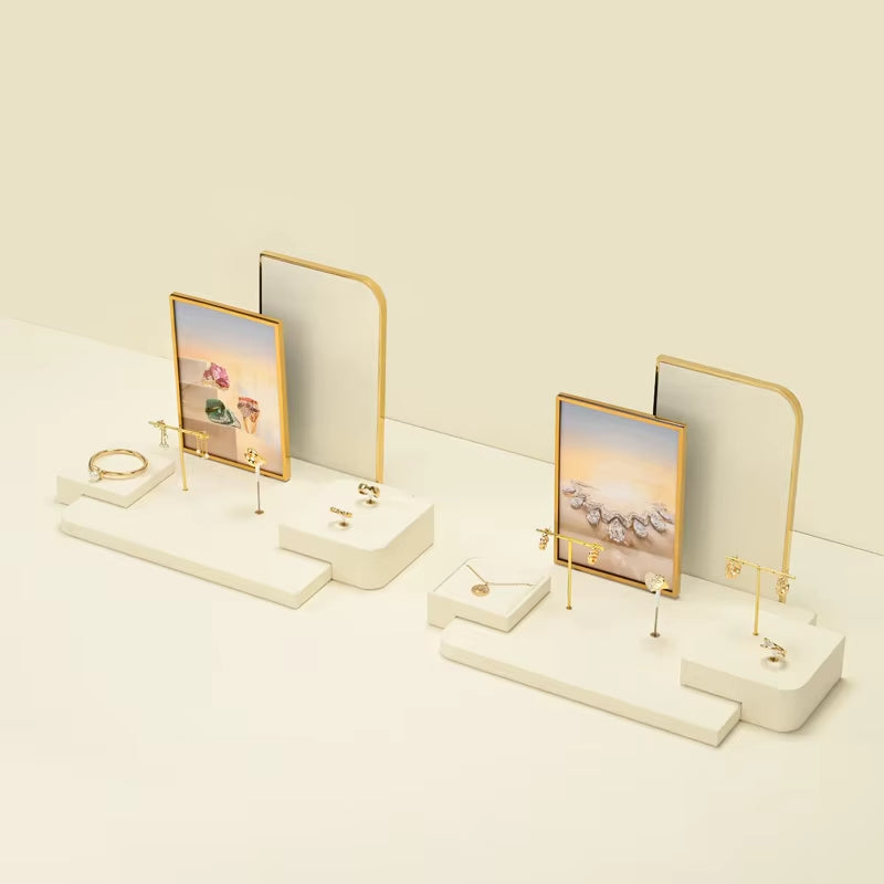 Oirlv Beige Jewelry Display Prop Ring Earring Stand Bracelet Display Tray:TT441