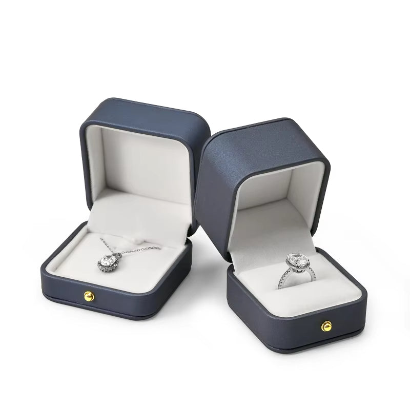 Steel Blue PU Leather Bracelet Chain Box H069