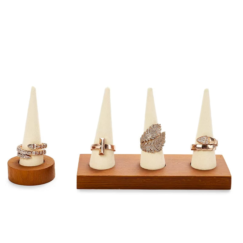 Oirlv Wooden Ring Holder Cone-shaped Ring Display Stand :SM228