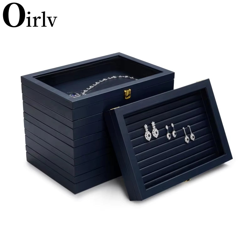 Blue Leather Jewelry Display Case X056