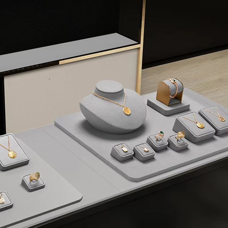 High end Gray Microfiber jewellery display set:TT308