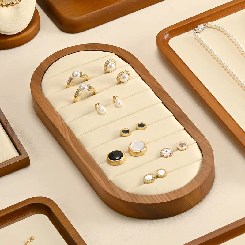 Orilv Wooden Jewelry Stand Ring Earring Pendant Rack Bracelet Jewelry Display Prop