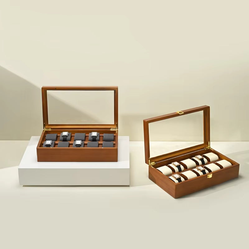 Wooden Jewelry Box Watch Organizer Case Wristwatch Display Box X048