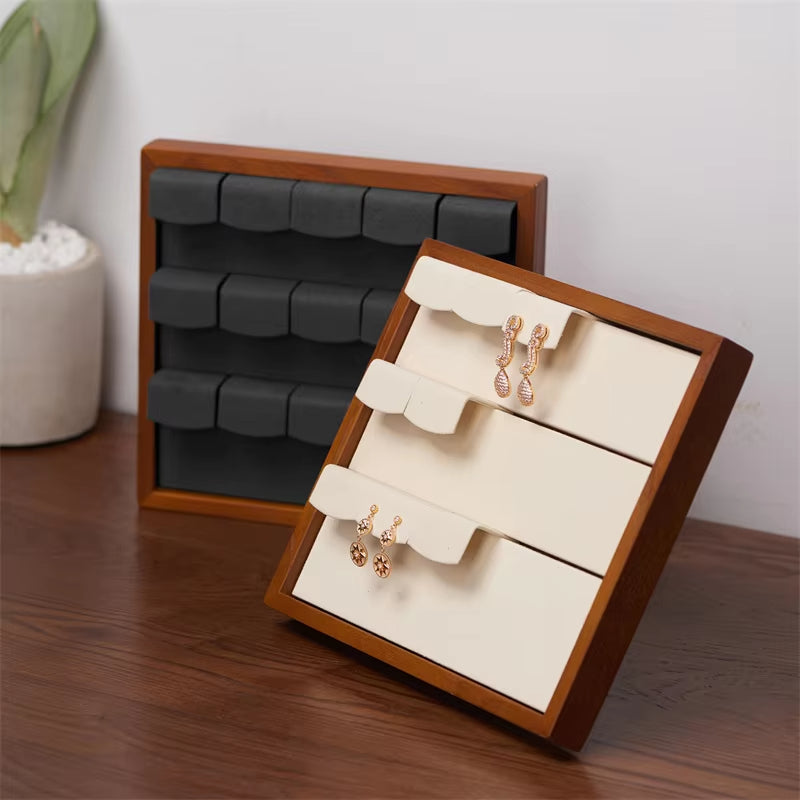 15-Slot Wooden Earring Jewelry Display Stand SM033