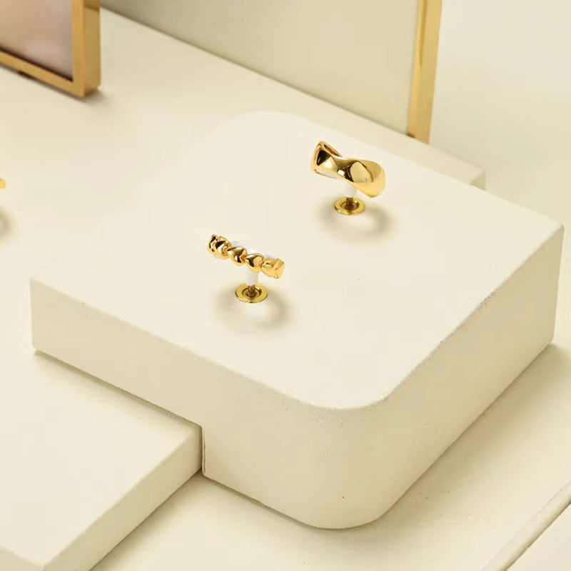 Oirlv Beige Jewelry Display Prop Ring Earring Stand Bracelet Display Tray:TT441
