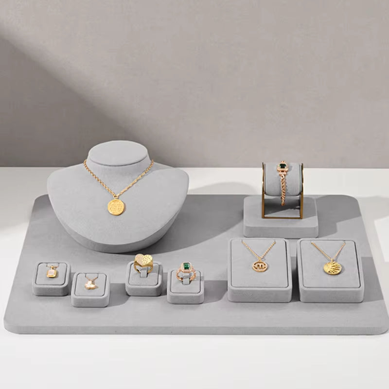 High end Gray Microfiber jewellery display set:TT308