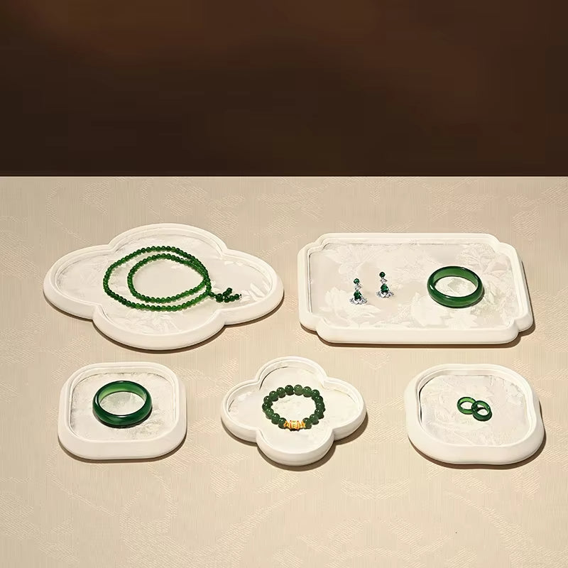 Oirlv Chinese Style Jewelry Tray Jewelry Display Plate Gold Silver Jade Bracelet Jewelry Display
