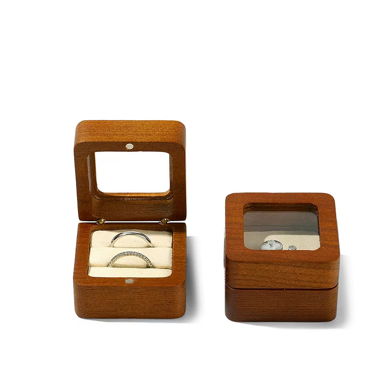 Oirlv Wooden Engagement Ring Box For Proposal Wood Ring Box